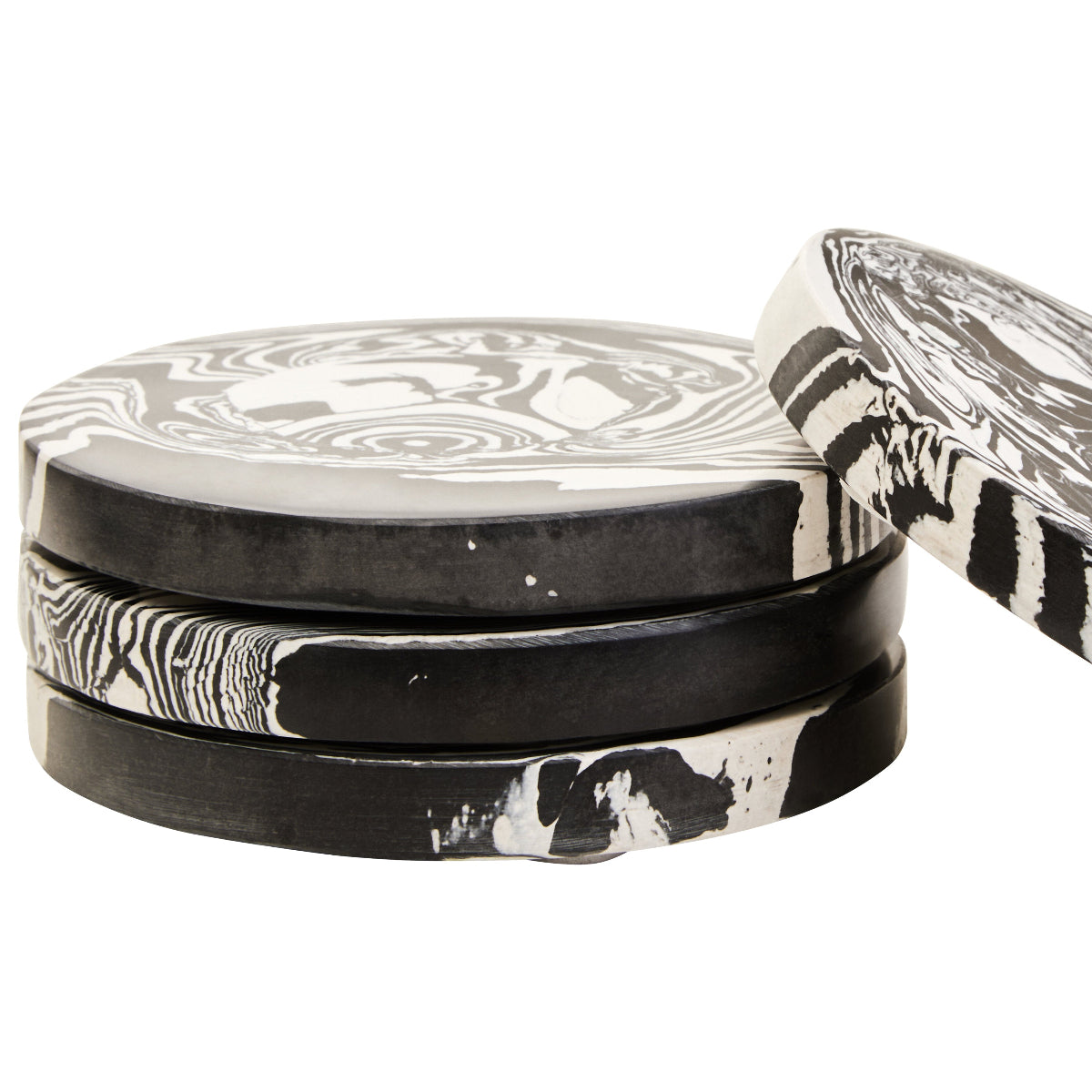 Beaumonde Home Helsa Black And White Marble Set Of Four Coasters 9