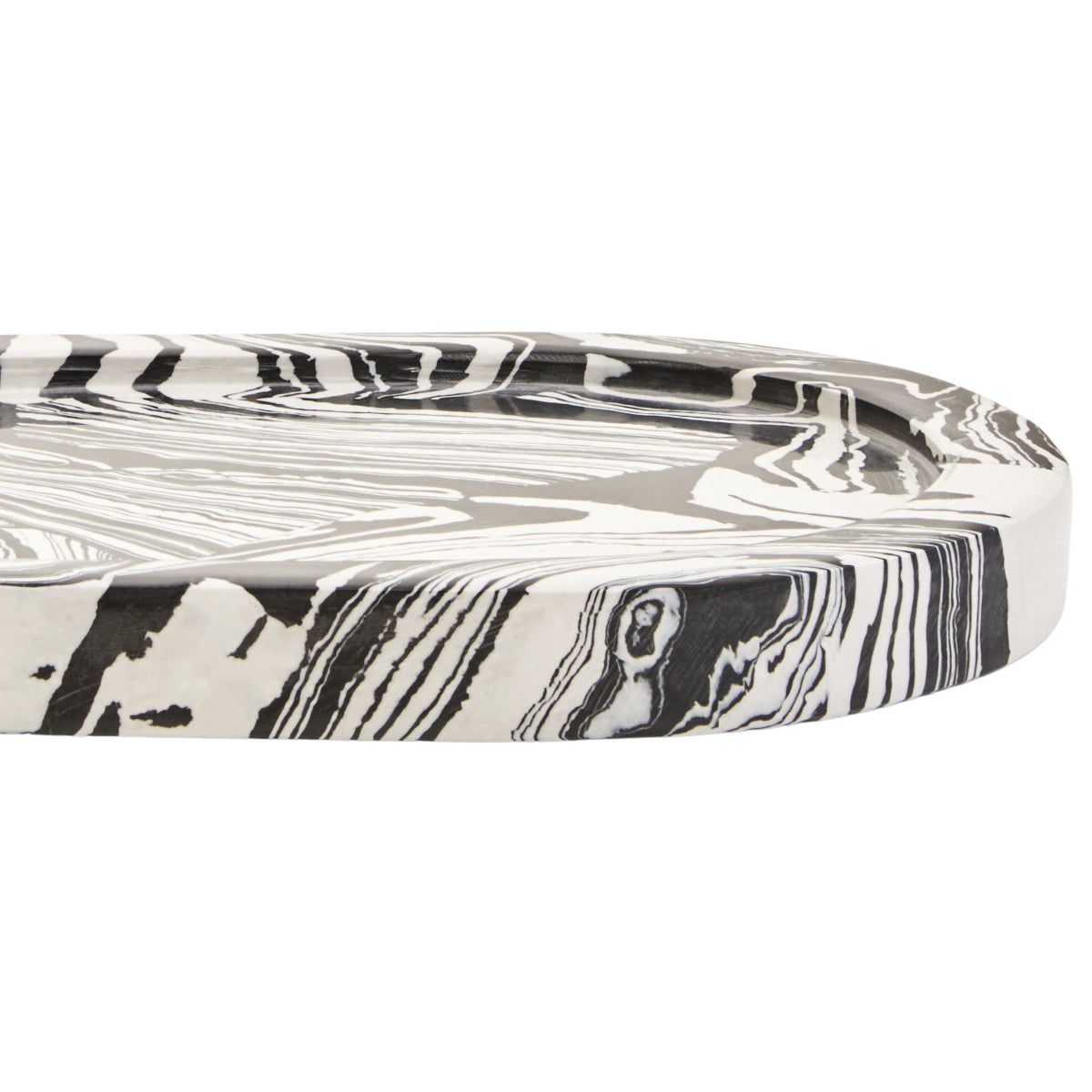 Beaumonde Home Helsa Black And White Oval Marble Tray 7