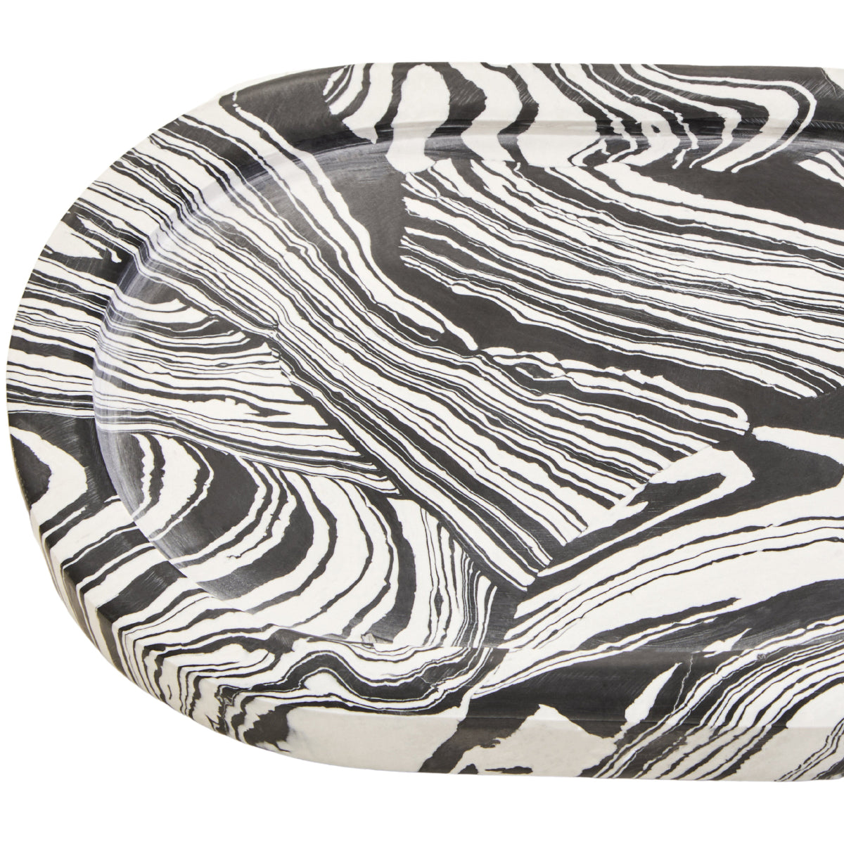Beaumonde Home Helsa Black And White Oval Marble Tray 6