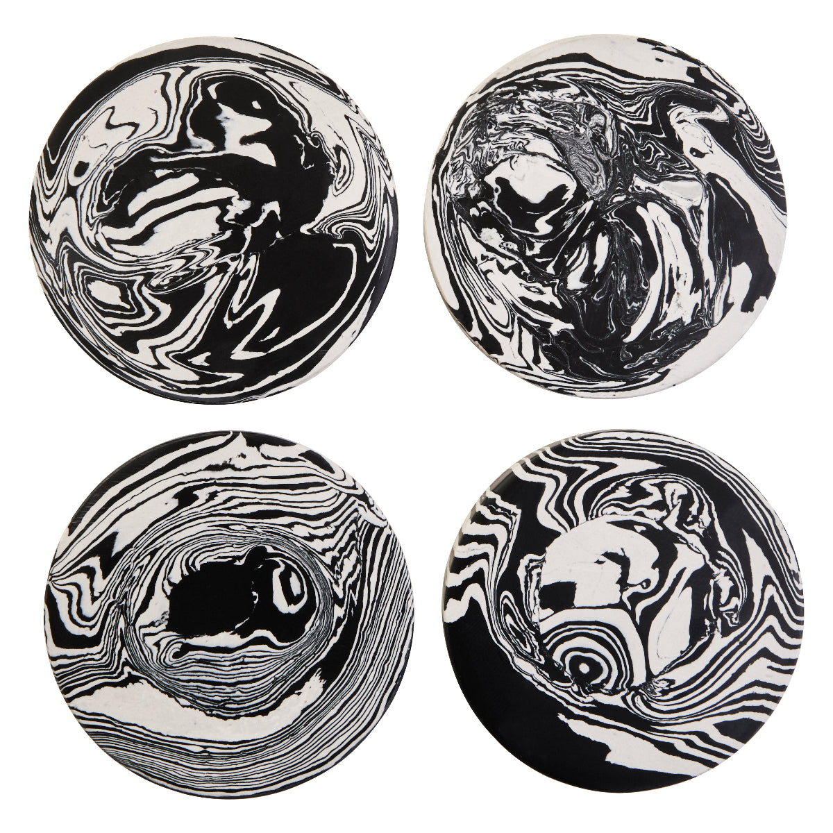 Beaumonde Home Helsa Black And White Marble Set Of Four Coasters 5