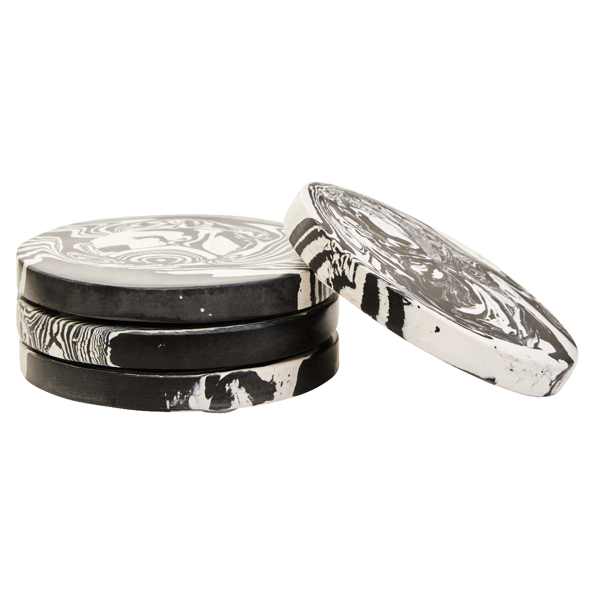 Beaumonde Home Helsa Black And White Marble Set Of Four Coasters 4