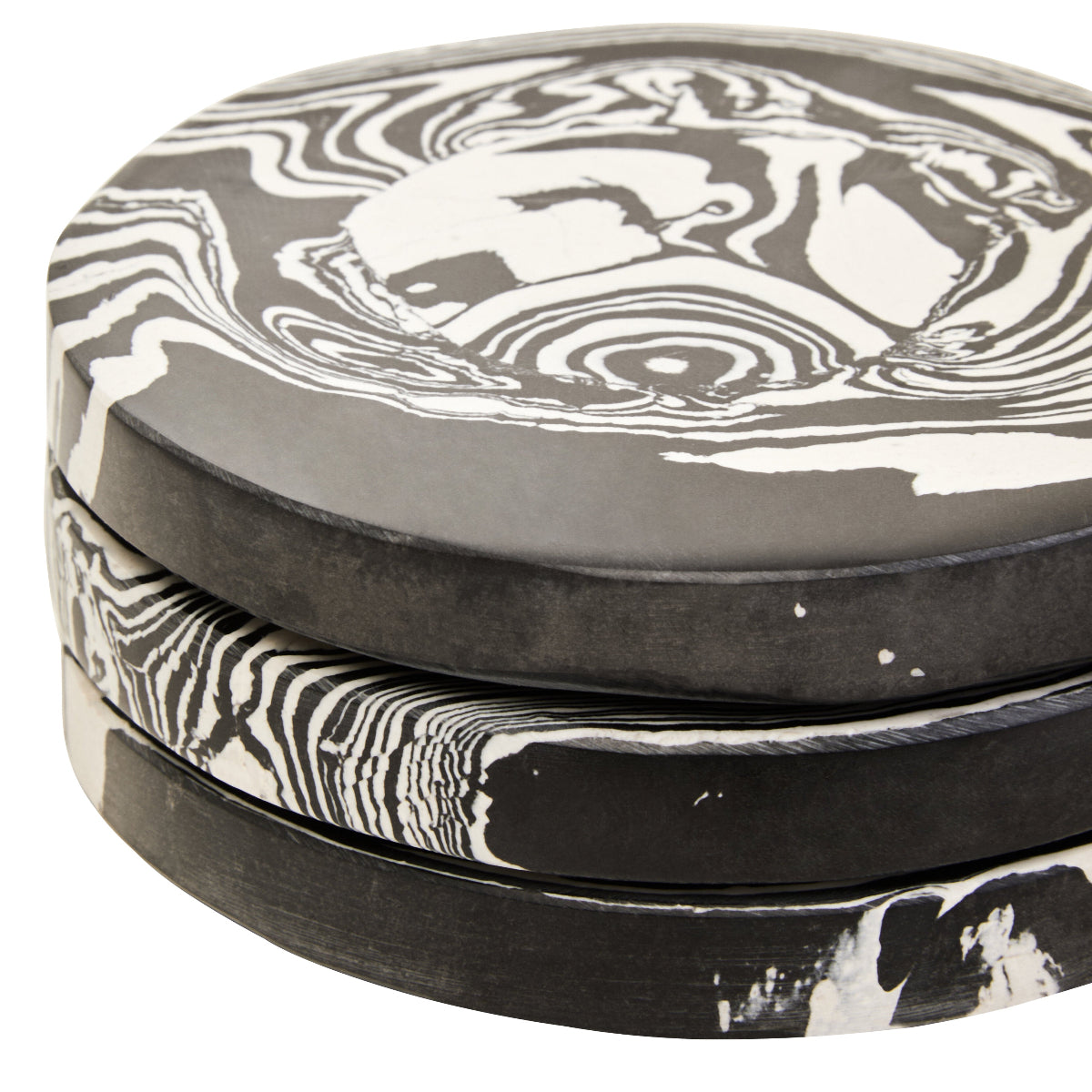 Beaumonde Home Helsa Black And White Marble Set Of Four Coasters 3