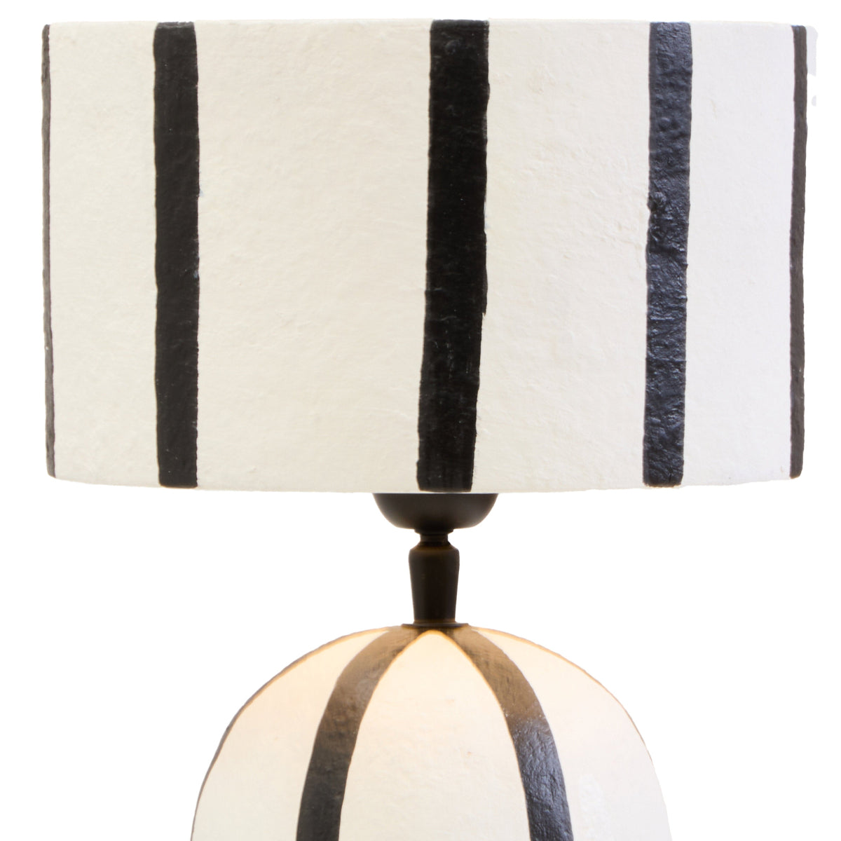 Beaumonde Home Carta 34Cm Black And White Stripe Papier Mache Table Lamp 9