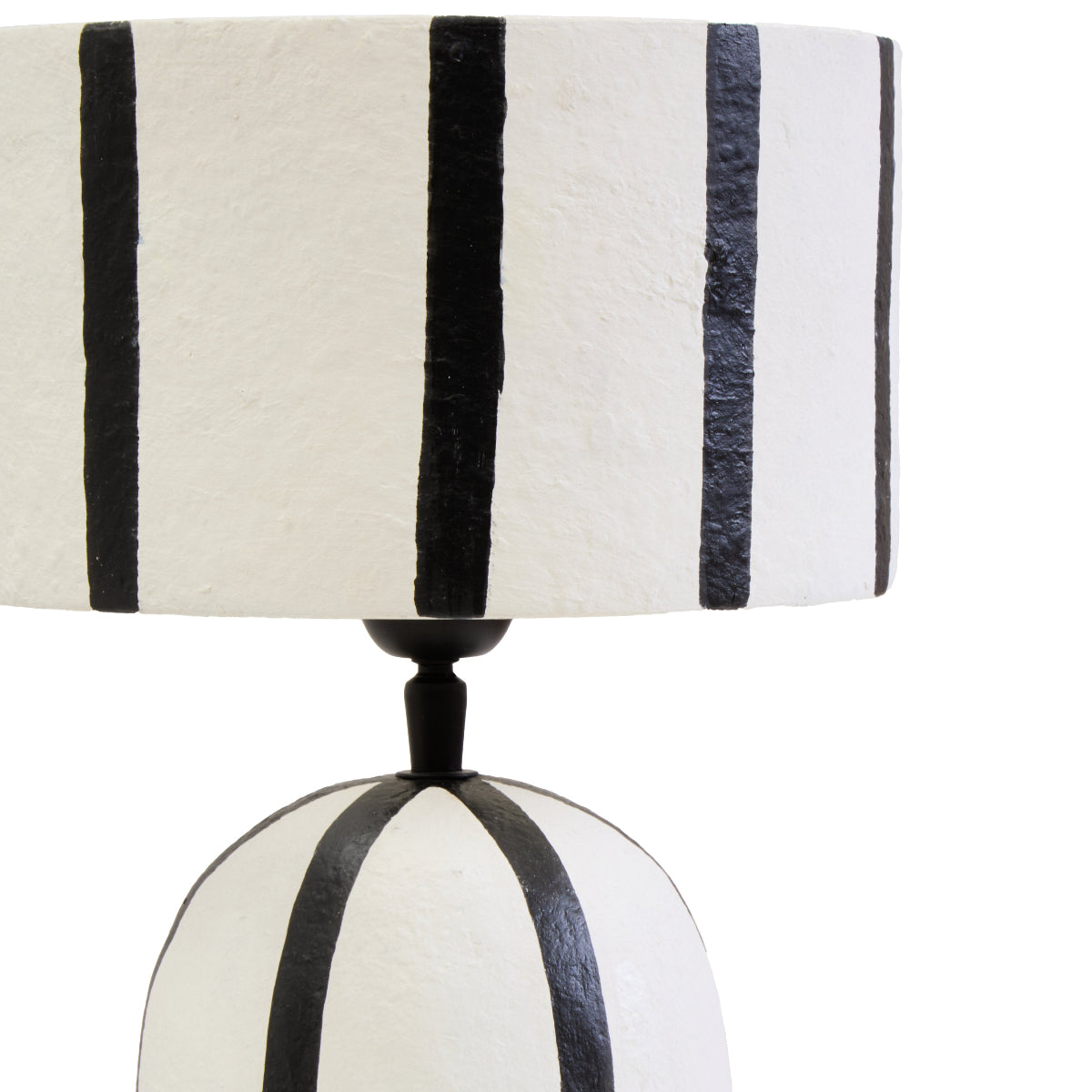 Beaumonde Home Carta 34Cm Black And White Stripe Papier Mache Table Lamp 8