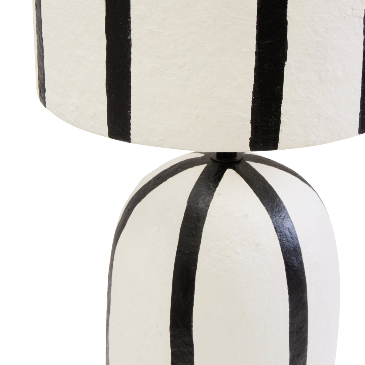 Beaumonde Home Carta 34Cm Black And White Stripe Papier Mache Table Lamp 7