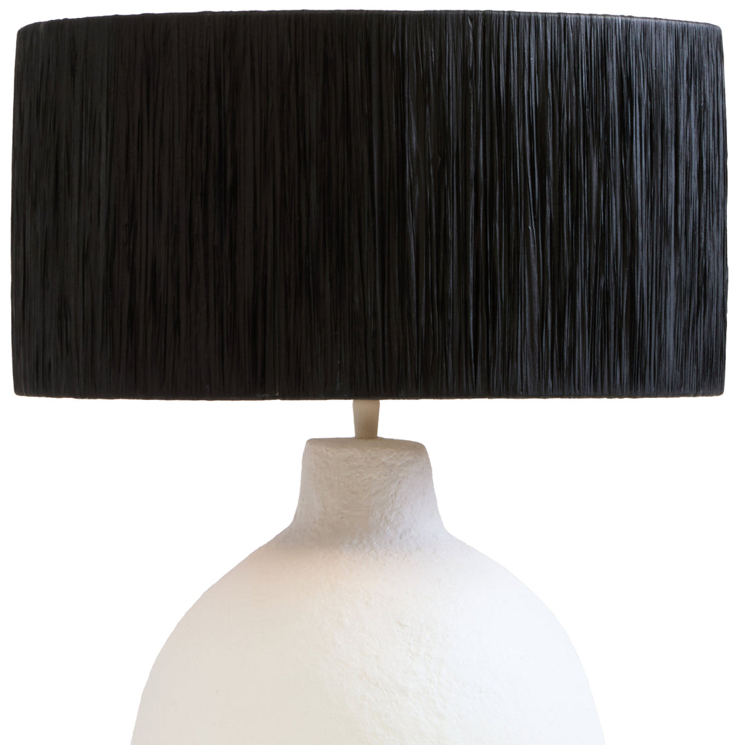 Beaumonde Home Carta 61Cm White Papier Mache Table Lamp With Black Raffia Shade 9