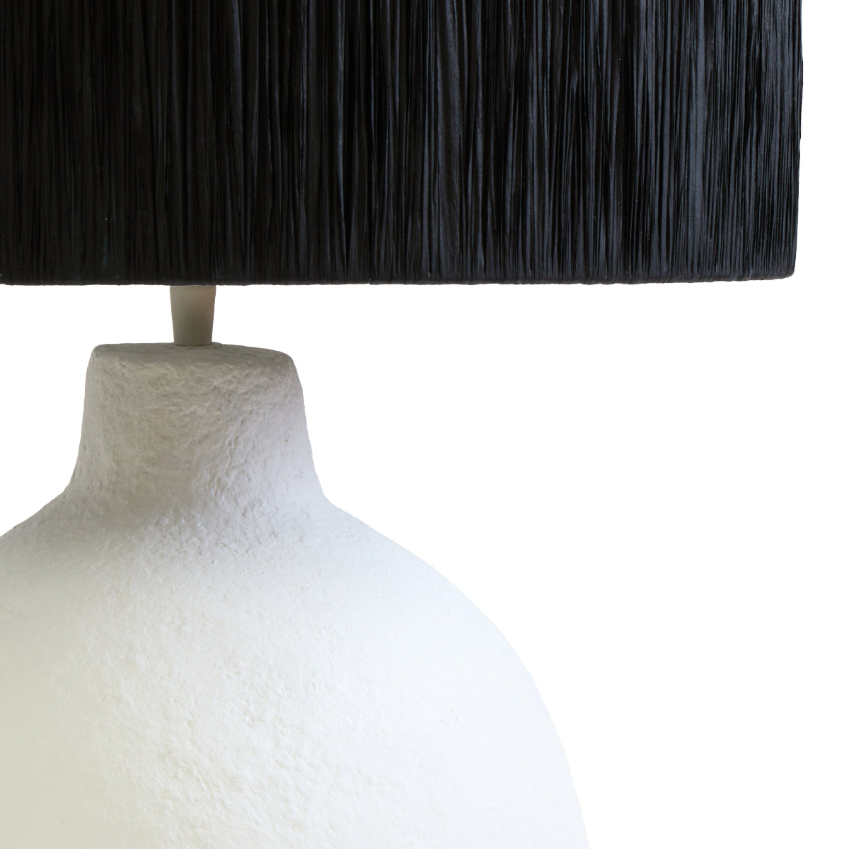 Beaumonde Home Carta 61Cm White Papier Mache Table Lamp With Black Raffia Shade 8