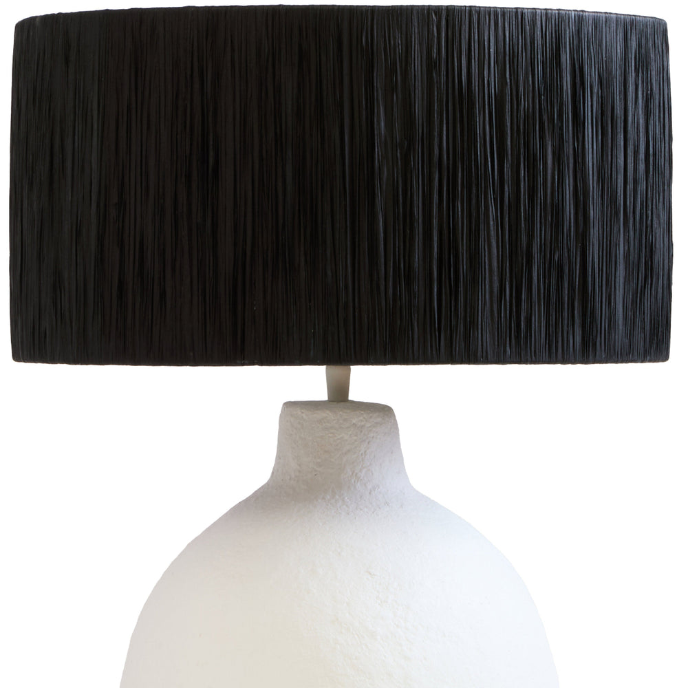 Beaumonde Home Carta 61Cm White Papier Mache Table Lamp With Black Raffia Shade 3