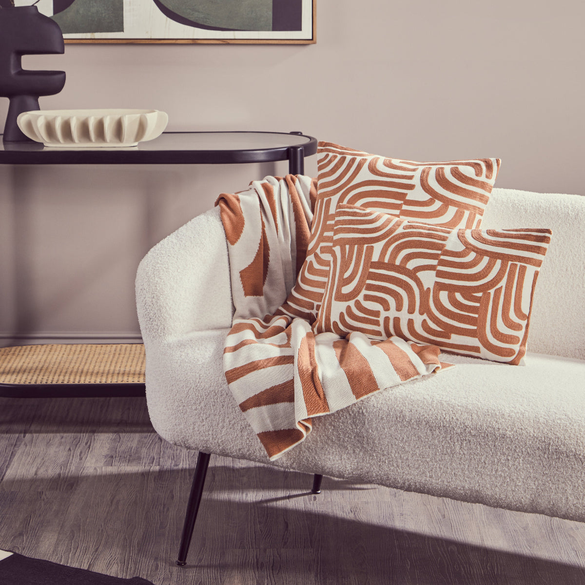 Beaumonde Home Bosie Ozella Natural And Terracotta Square Cushion 4
