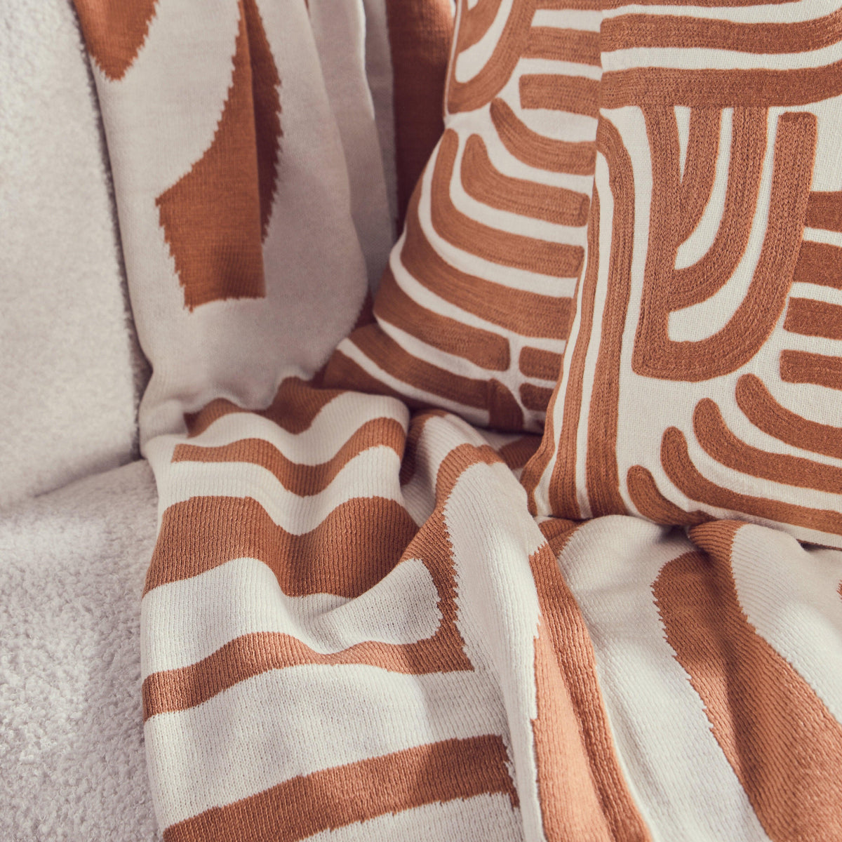 Beaumonde Home Bosie Ozella Natural And Terracotta Square Cushion 3
