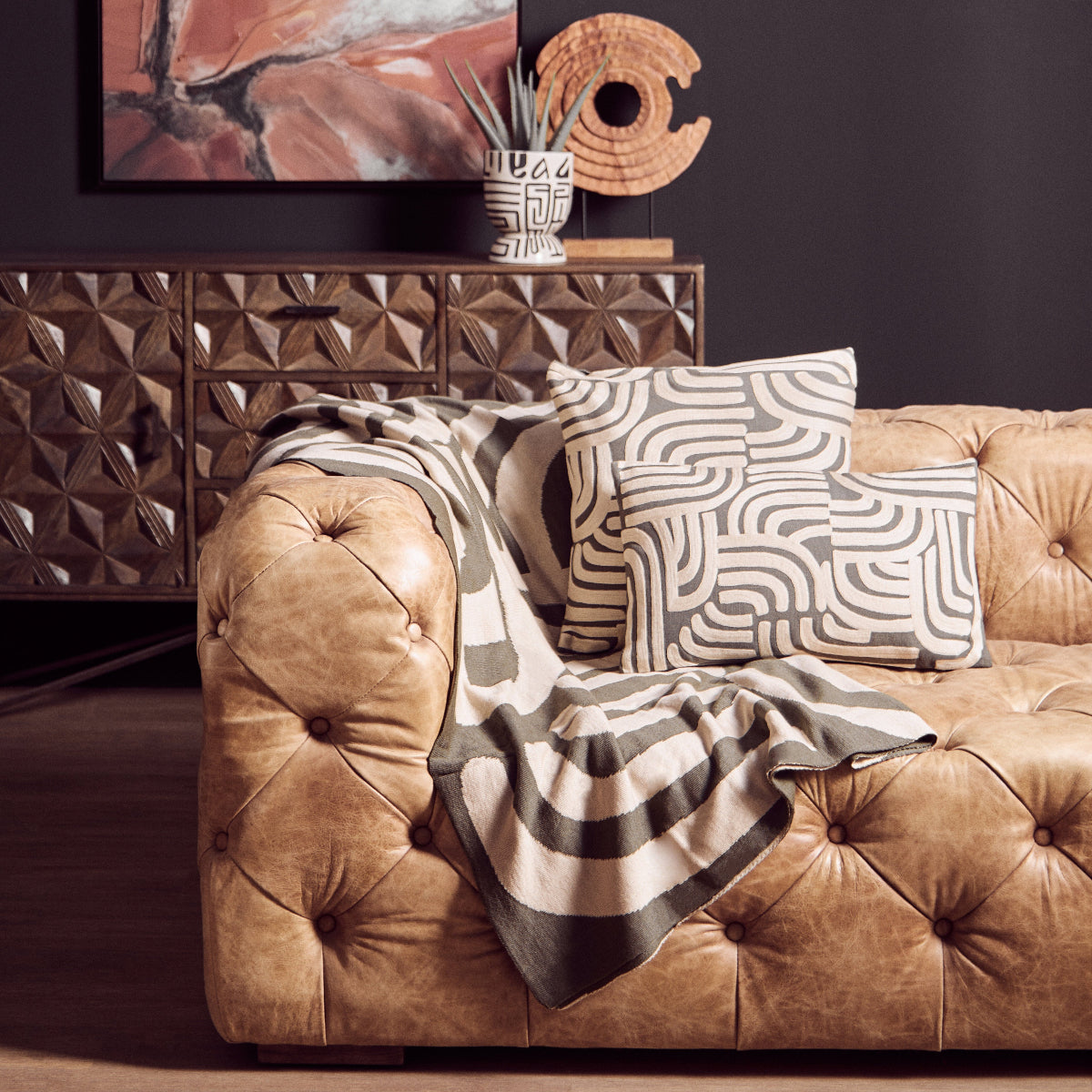 Beaumonde Home Bosie Ozella Natural And Green Cushion 7