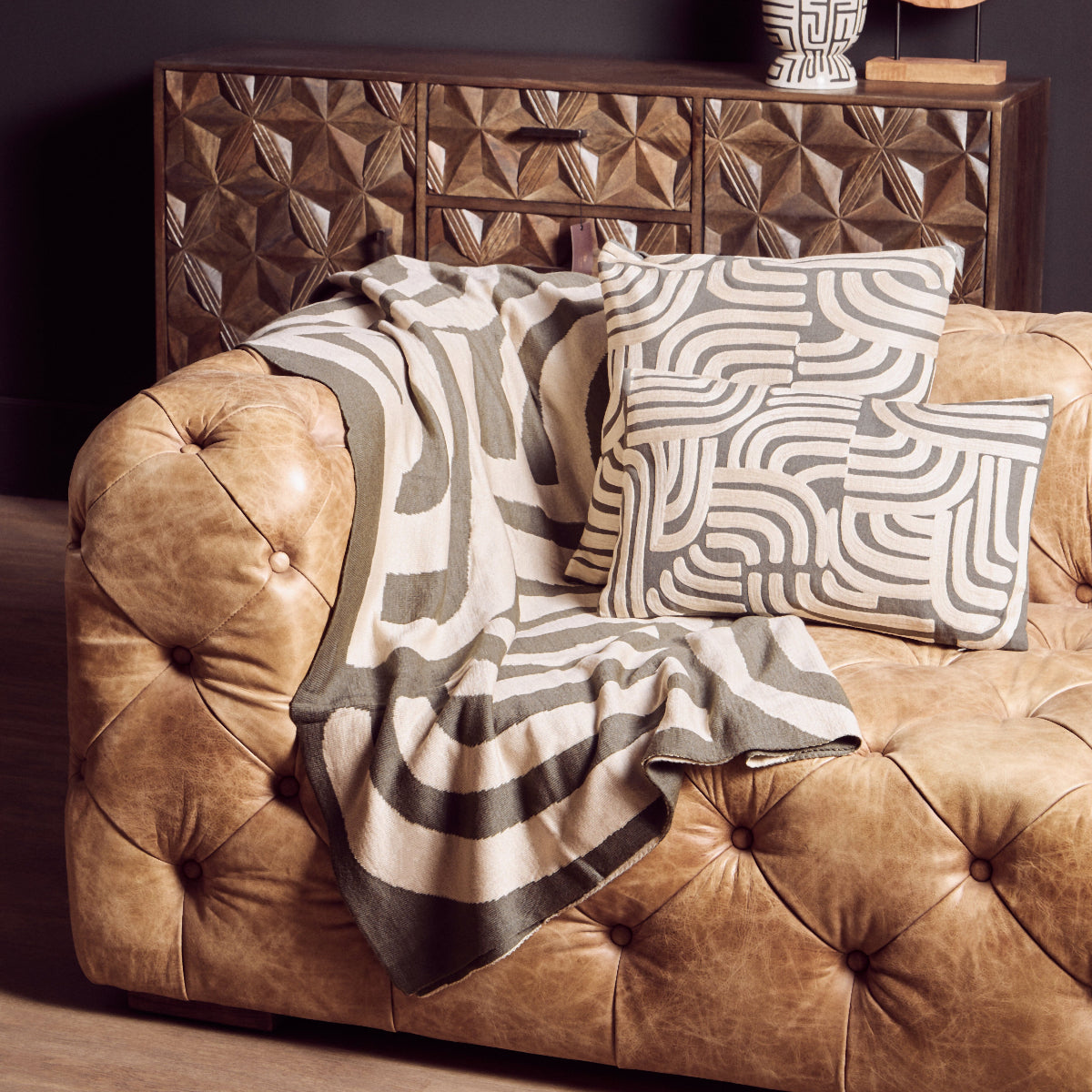 Beaumonde Home Bosie Ozella Natural And Green Cushion 4