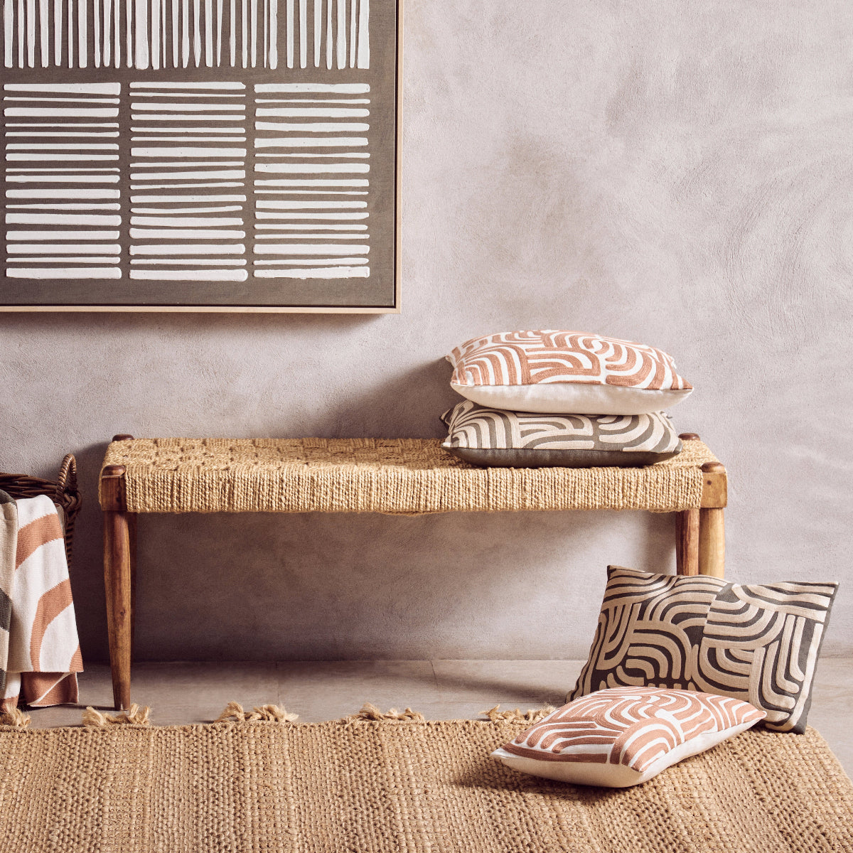 Beaumonde Home Bosie Ozella Natural And Green Cushion 3