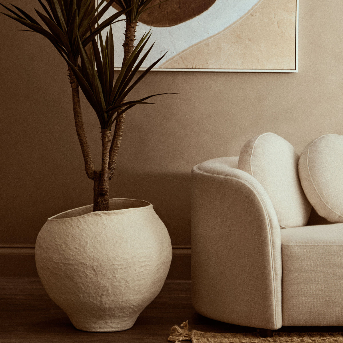 Beaumonde Home Sanai Cotton Mache Large Beige Planter 3