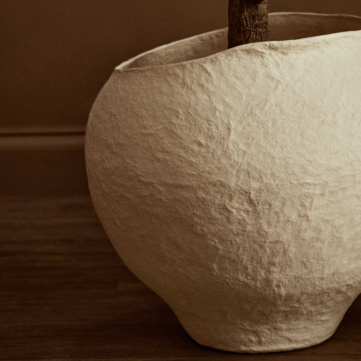 Beaumonde Home Sanai Cotton Mache Large Beige Planter 2