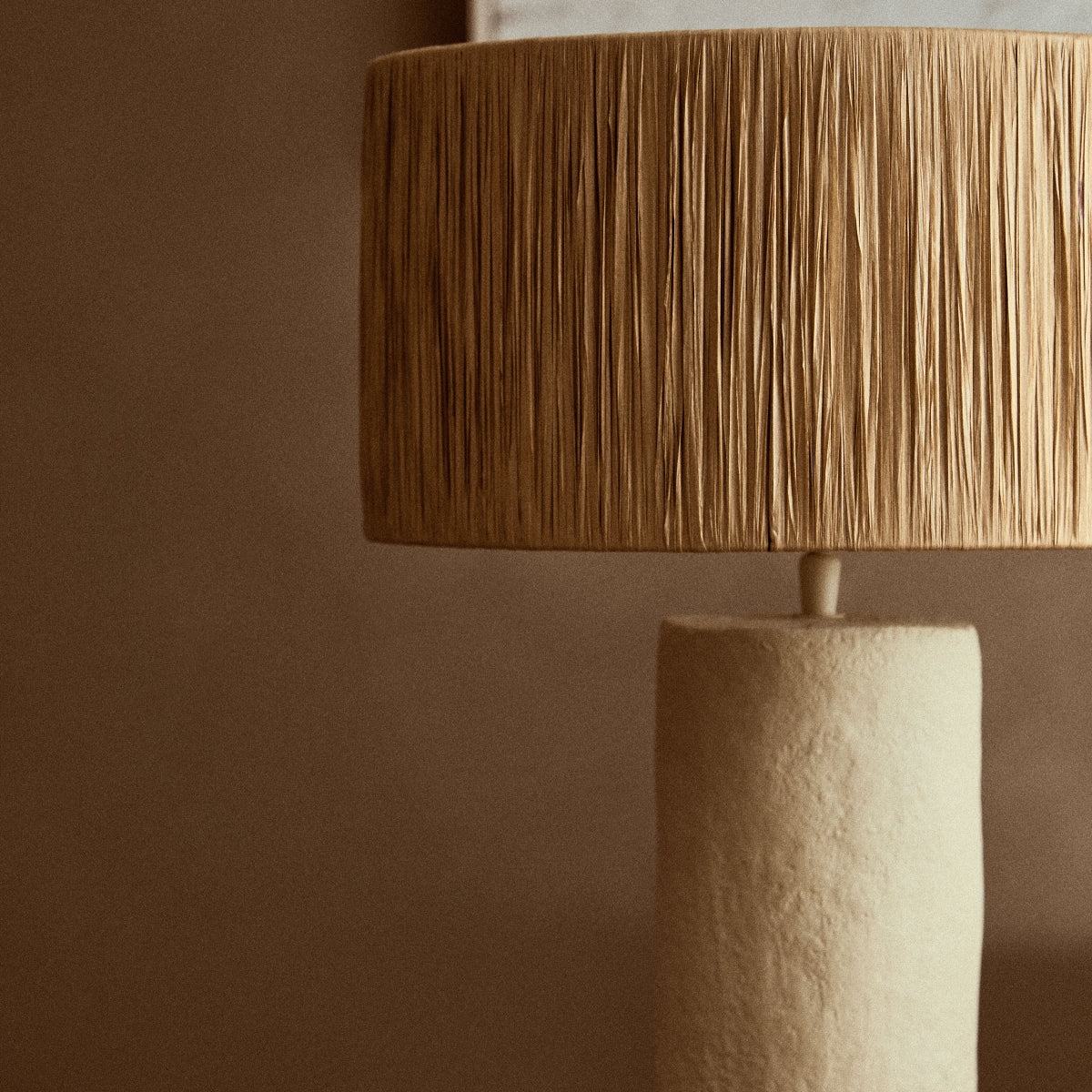 Beaumonde Home Carta 51Cm Natural Papier Mache Table Lamp With Natural Raffia Shade 3