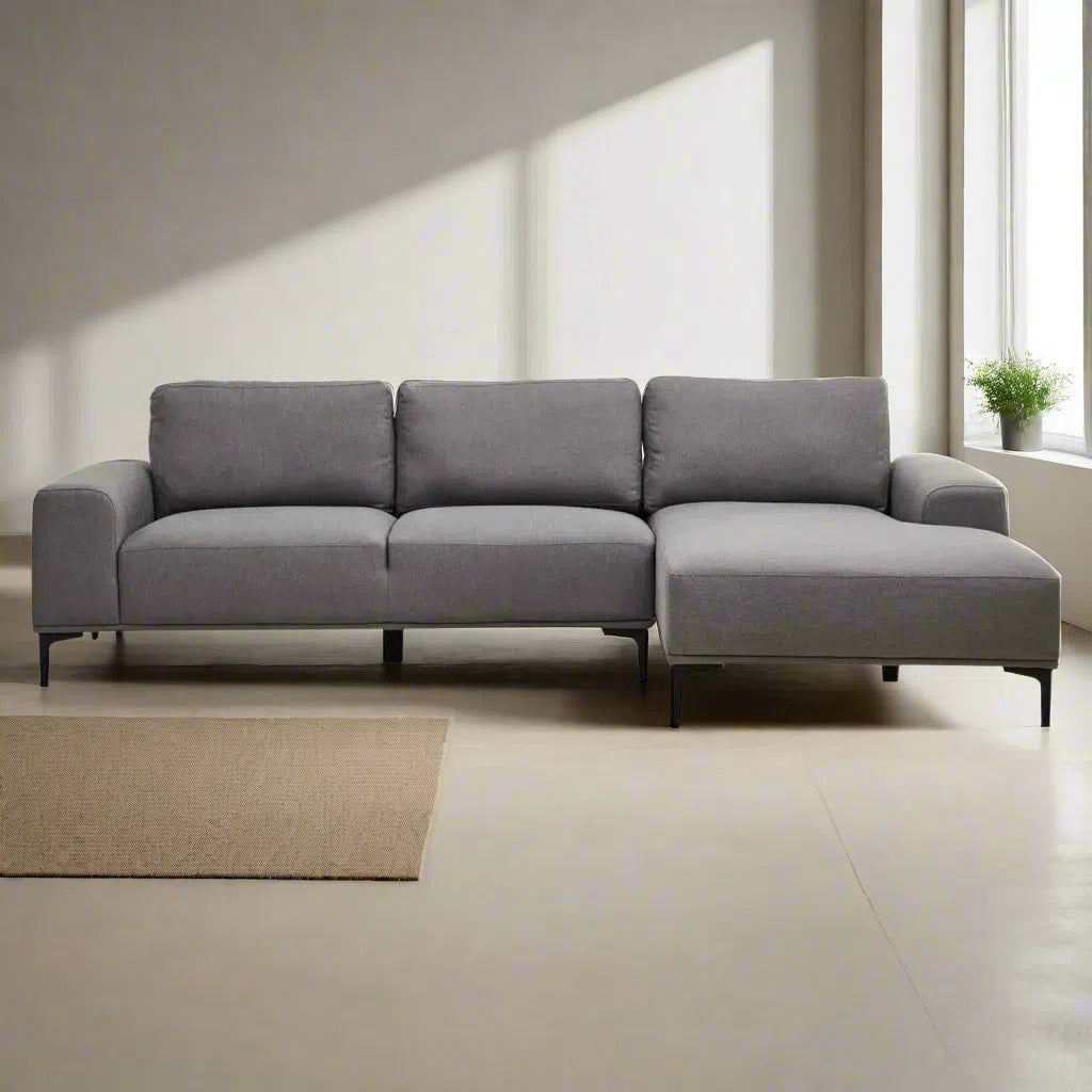 Beaumonde Home Faron 3 Seat Grey Left Chaise Sofa-Beaumonde