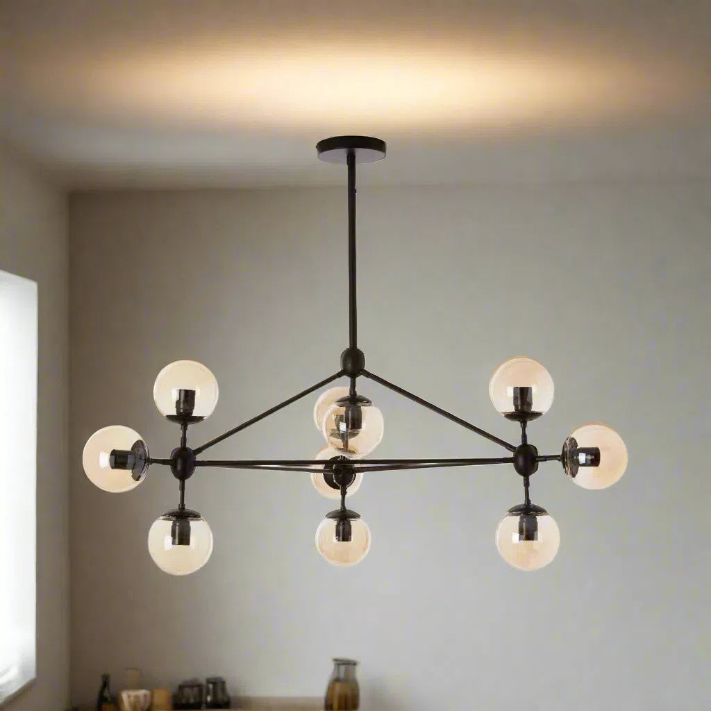 Beaumonde Home Abiah 10 Arm Matte Black Pendant Light-Beaumonde