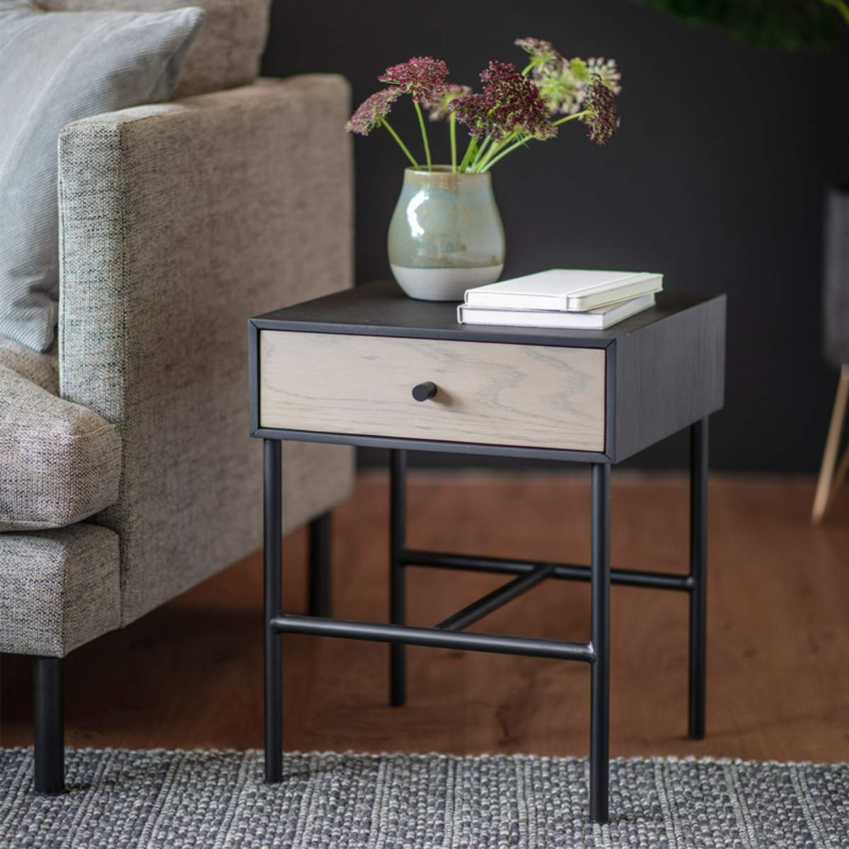 Gallery Direct Carbury 1 Drawer Bedside Table 400x400x500mm