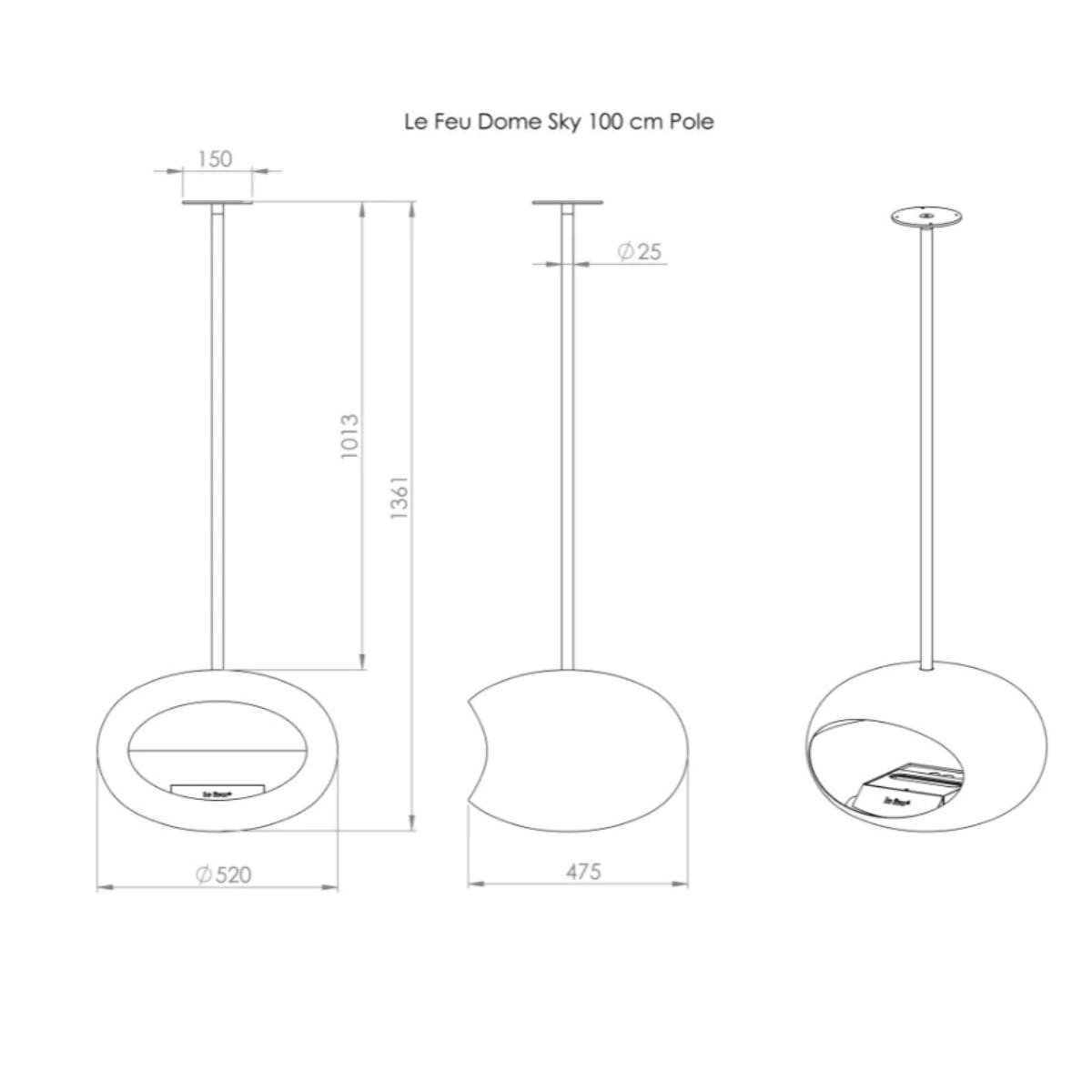 Le Feu Sky Bio Ethanol Fireplace - Black