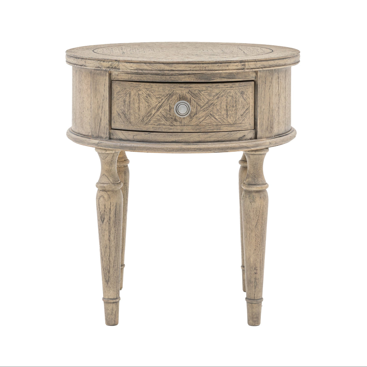 Gallery Direct Mustique Round 1 Drawer Side Table 500x500x550mm