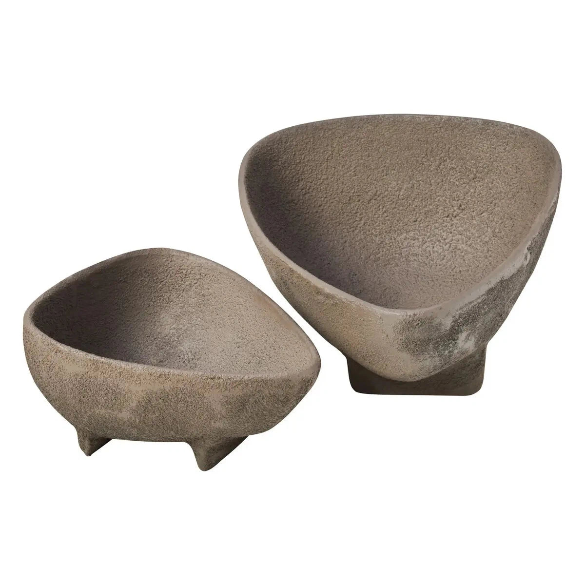 Beaumonde Home Derva Set Of 2 Textured Grey Bowls-Beaumonde