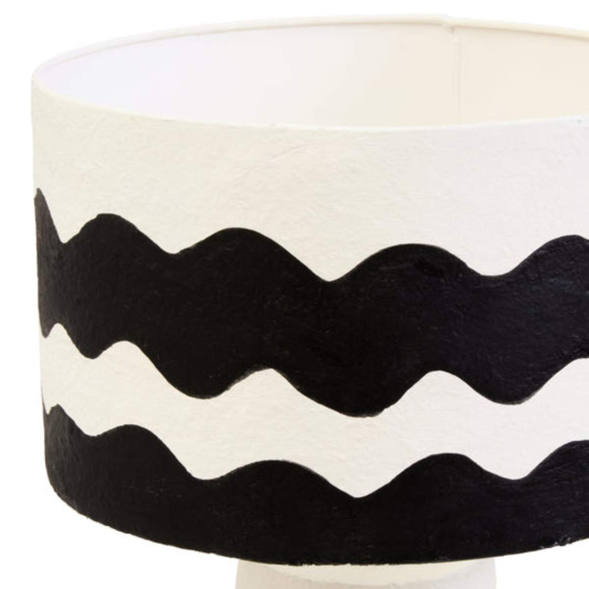 Beaumonde Home Carta 50Cm Black And White Curved Stripe Papier Mache Table Lamp
