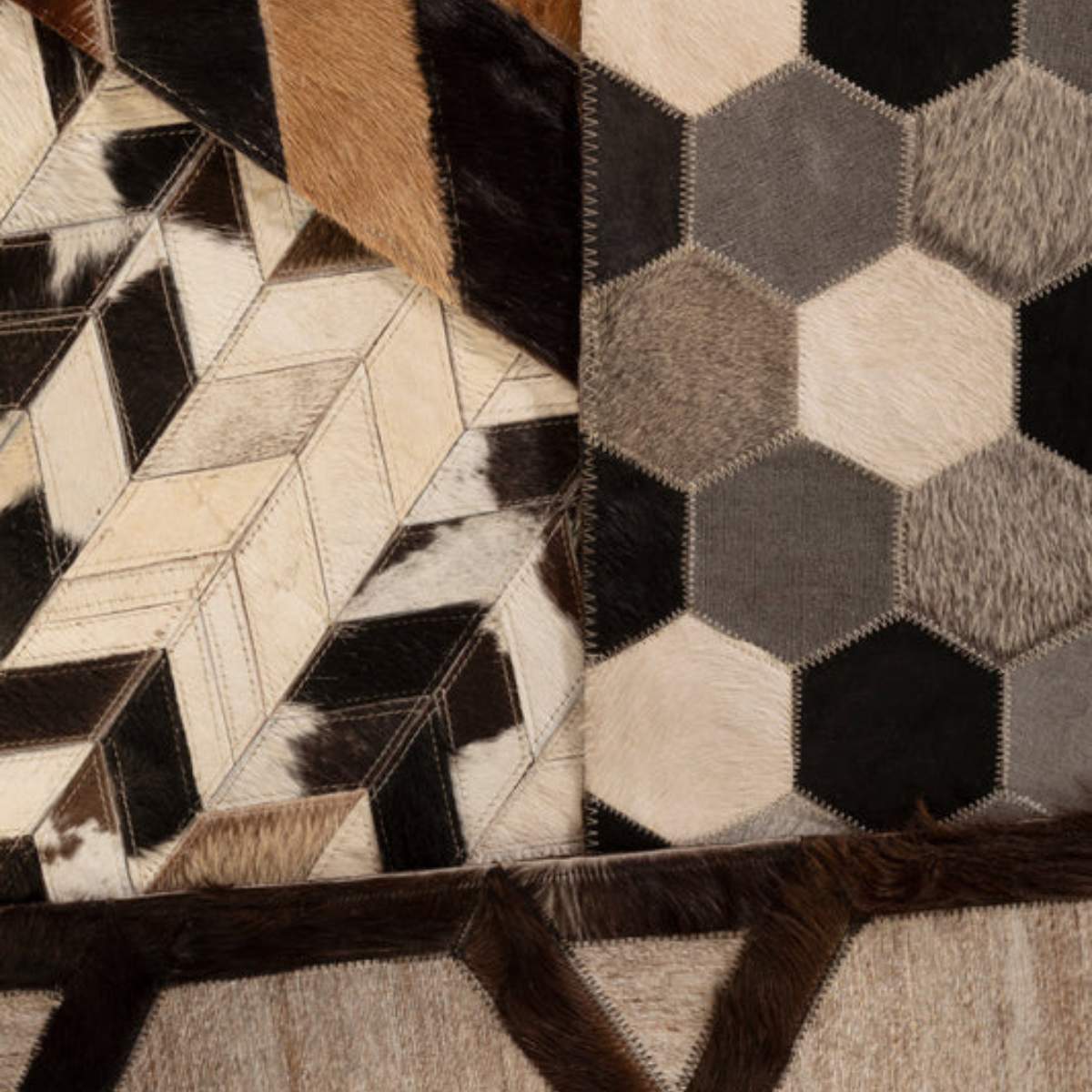 Beaumonde Home Bosie Safira Small Black And White Patchwork Rug