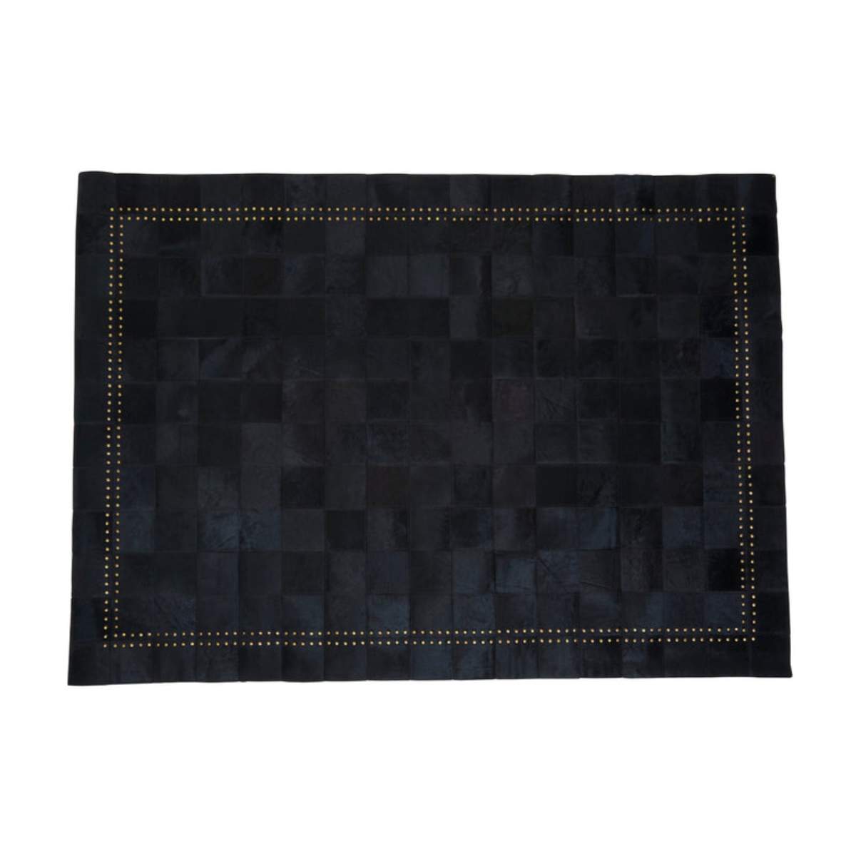 Beaumonde Home Bosie Safira Small Black Patchwork Leather Rug With Gold Studs