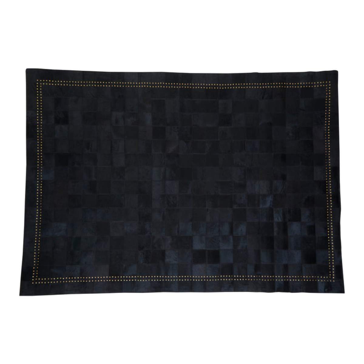 Beaumonde Home Bosie Safira Large Black Patchwork Leather Rug With Gold Studs