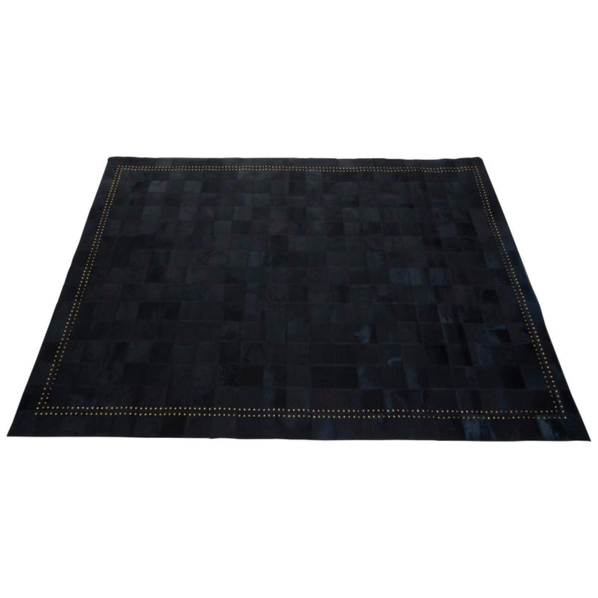 Beaumonde Home Bosie Safira Large Black Patchwork Leather Rug With Gold Studs