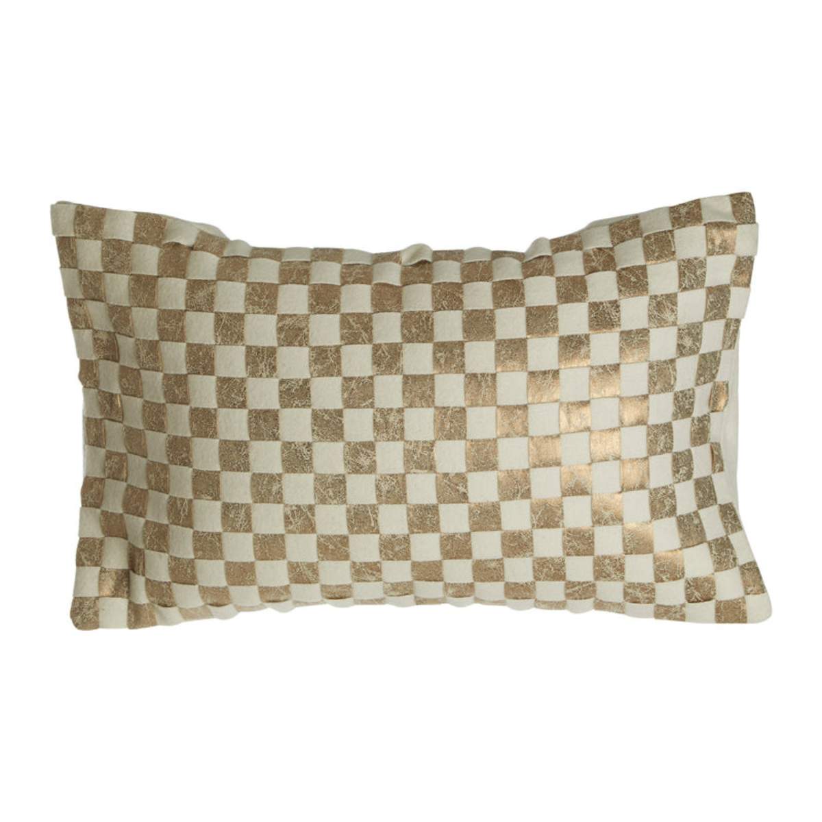 Beaumonde Home Bosie Kensington Townhouse Cream And Gold Check Cushion