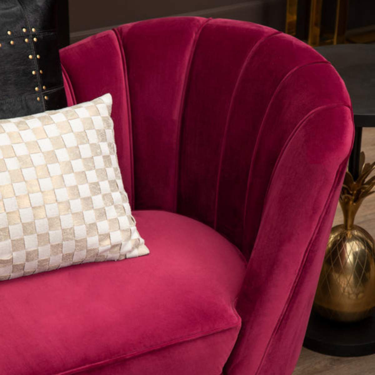 Beaumonde Home Bosie Kensington Townhouse Cream And Gold Check Cushion