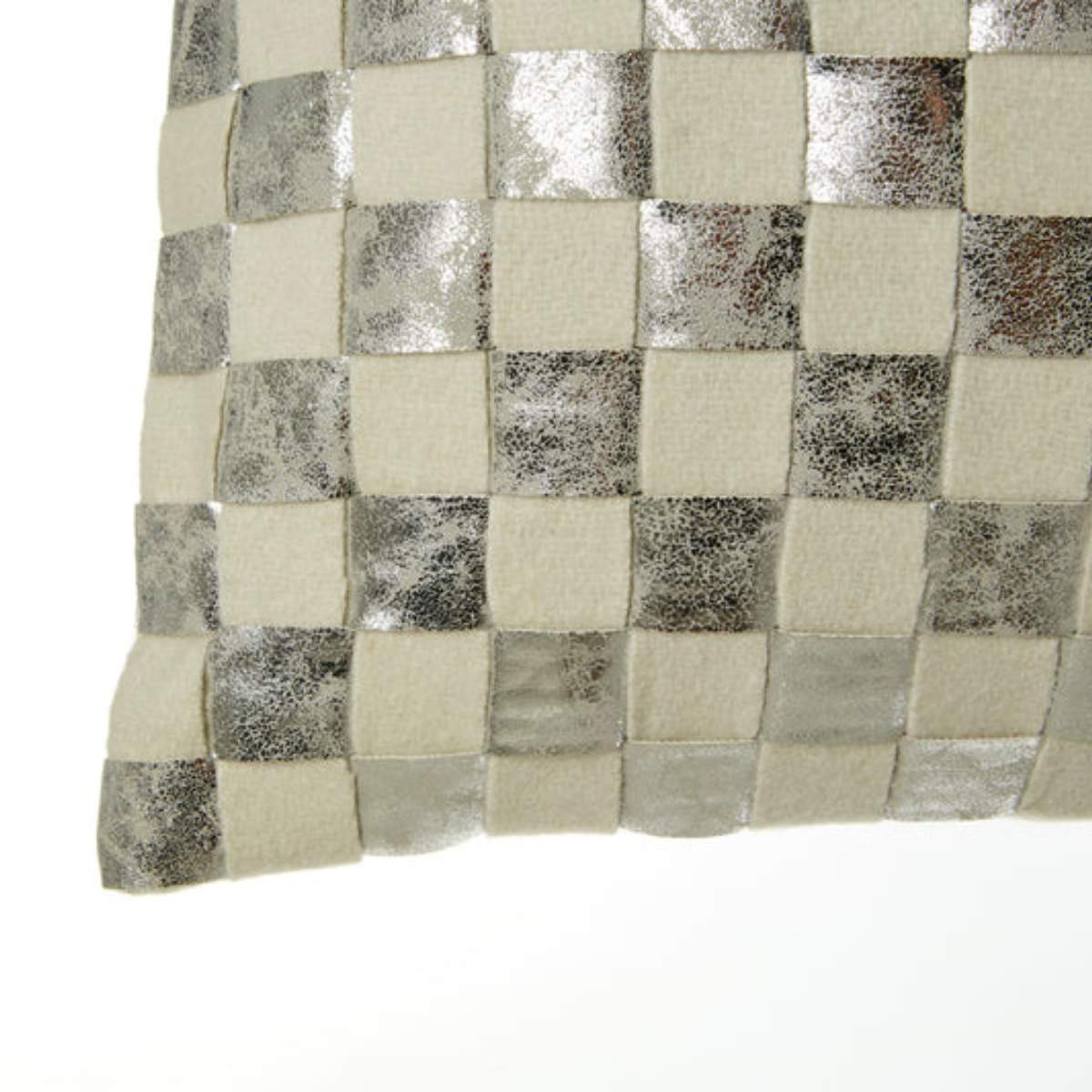 Beaumonde Home Bosie Kensington Townhouse Rectangular Ivory And Silver Check Cushion