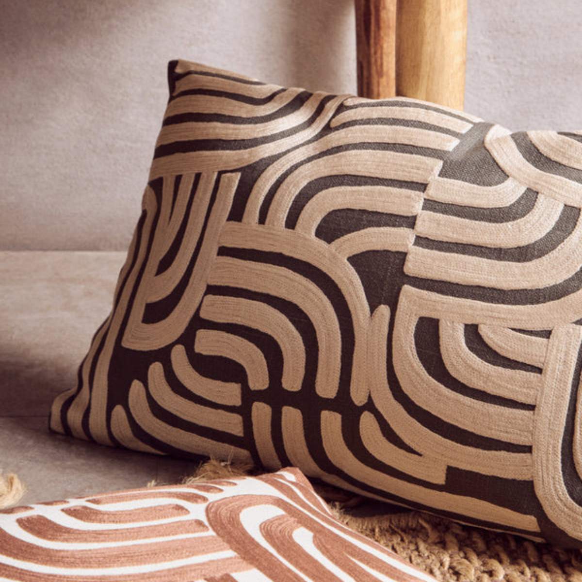 Beaumonde Home Bosie Ozella Natural And Terracotta Cushion