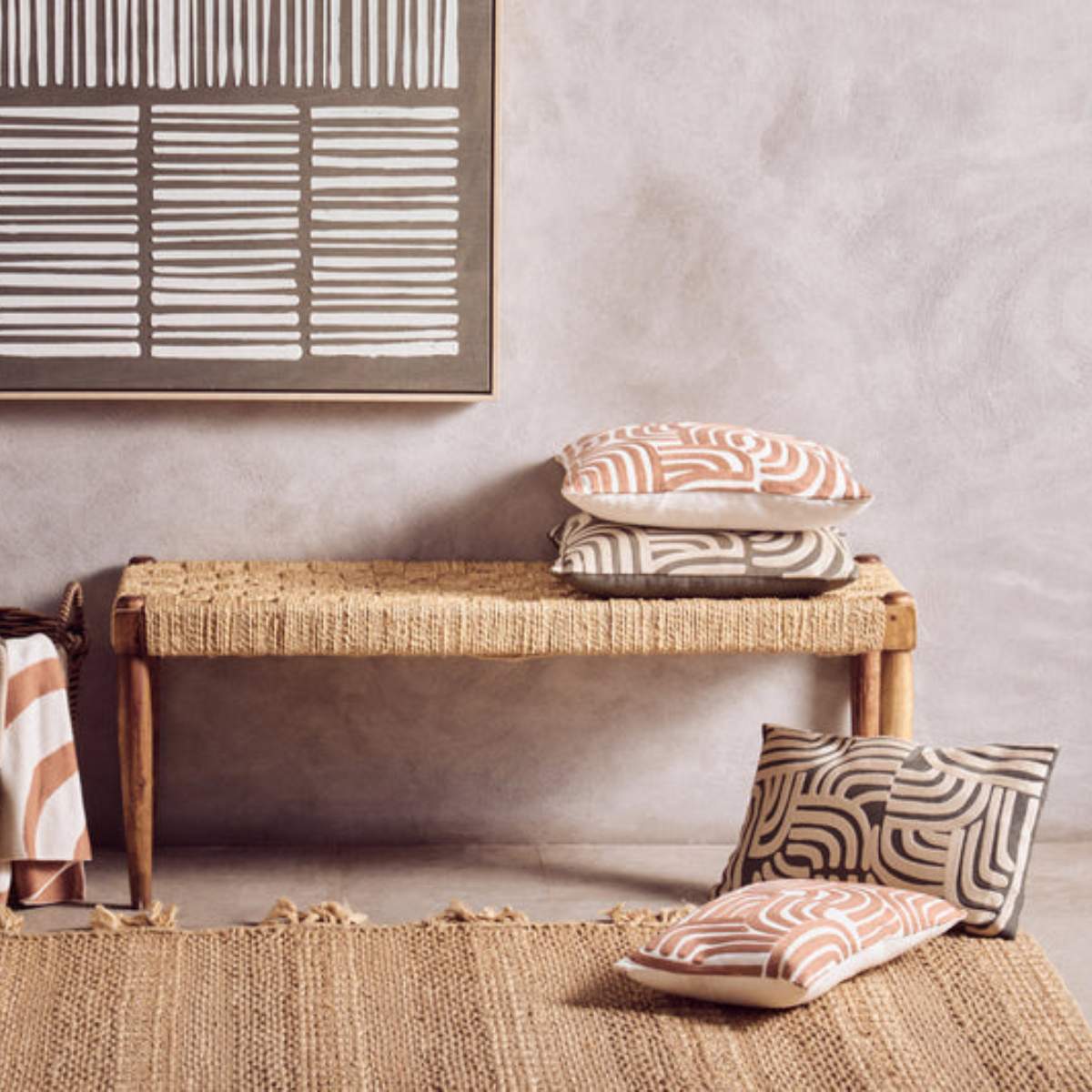 Beaumonde Home Bosie Ozella Natural And Terracotta Cushion