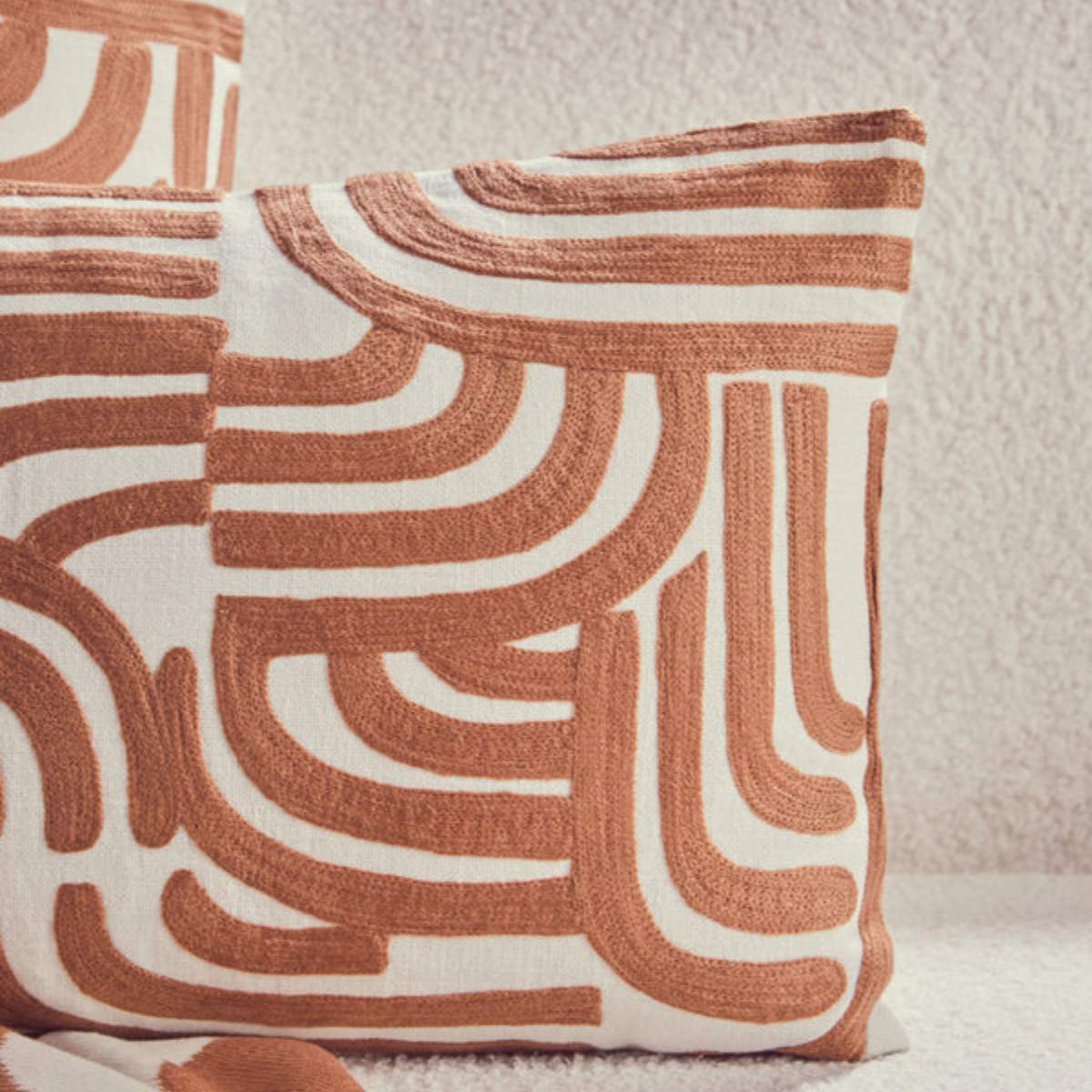 Beaumonde Home Bosie Ozella Natural And Terracotta Cushion