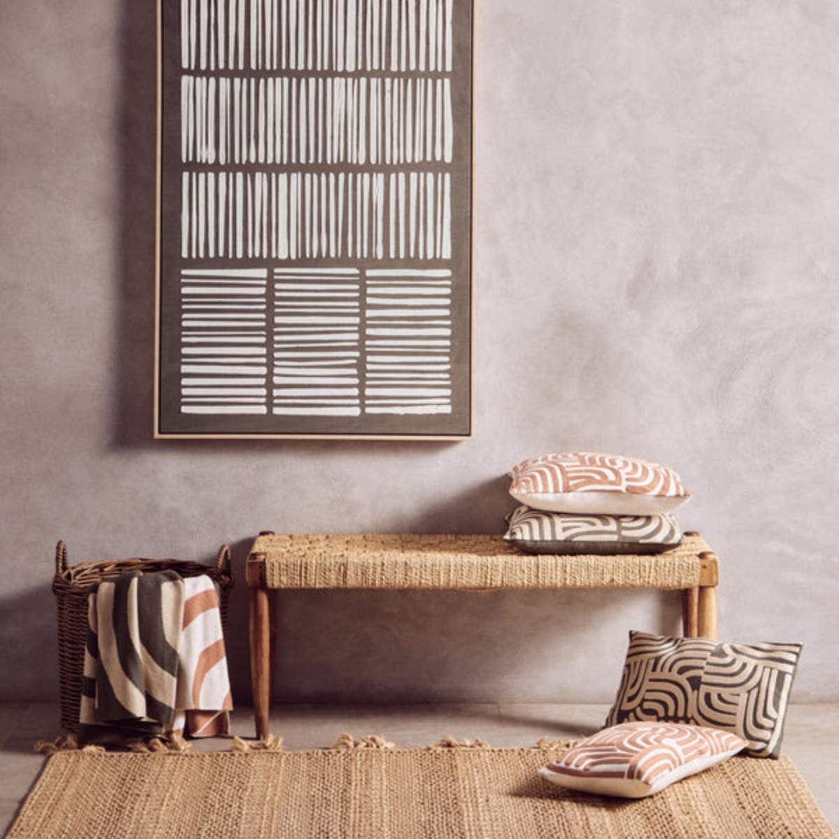 Beaumonde Home Bosie Ozella Natural And Terracotta Cushion