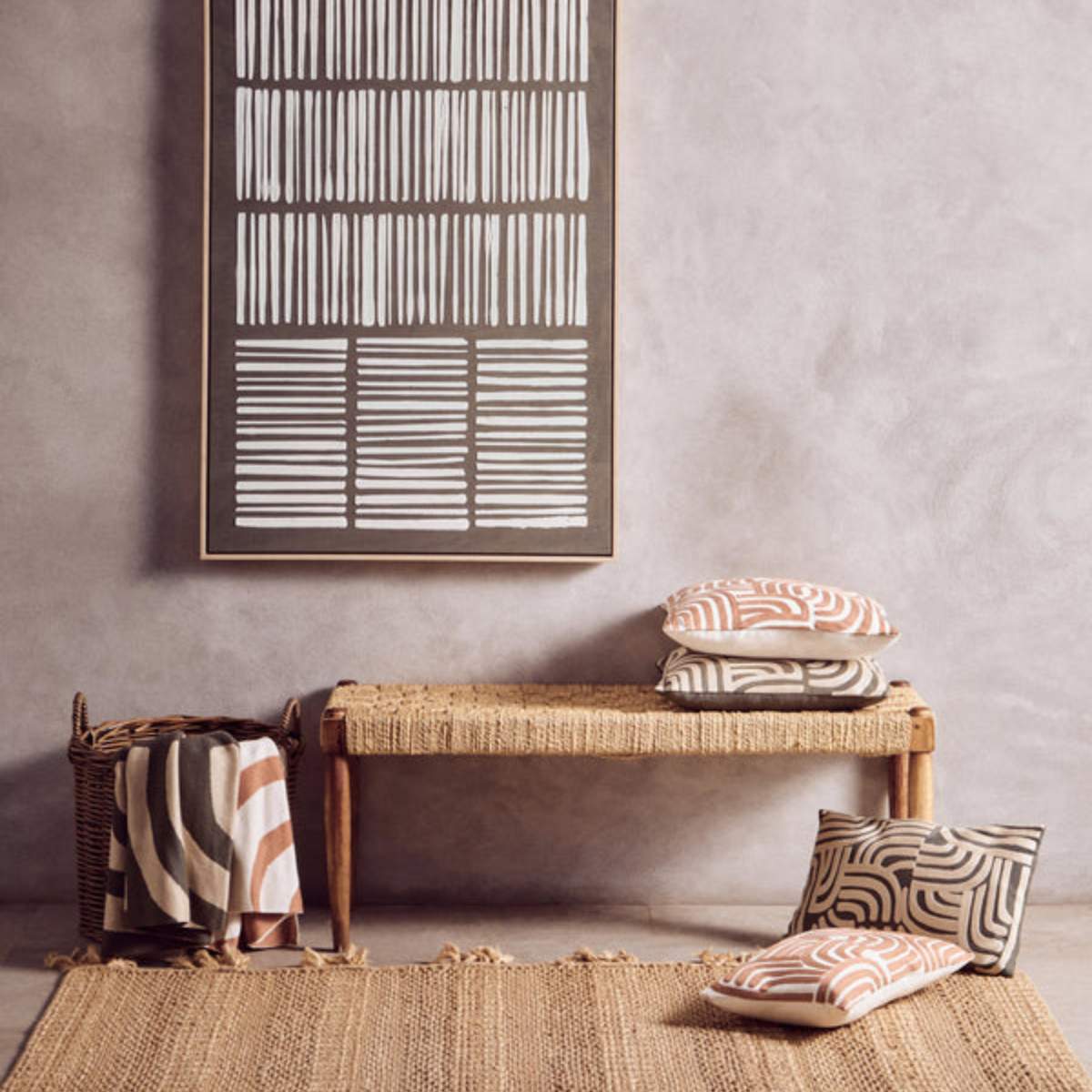 Beaumonde Home Bosie Ozella Natural And Terracotta Throw