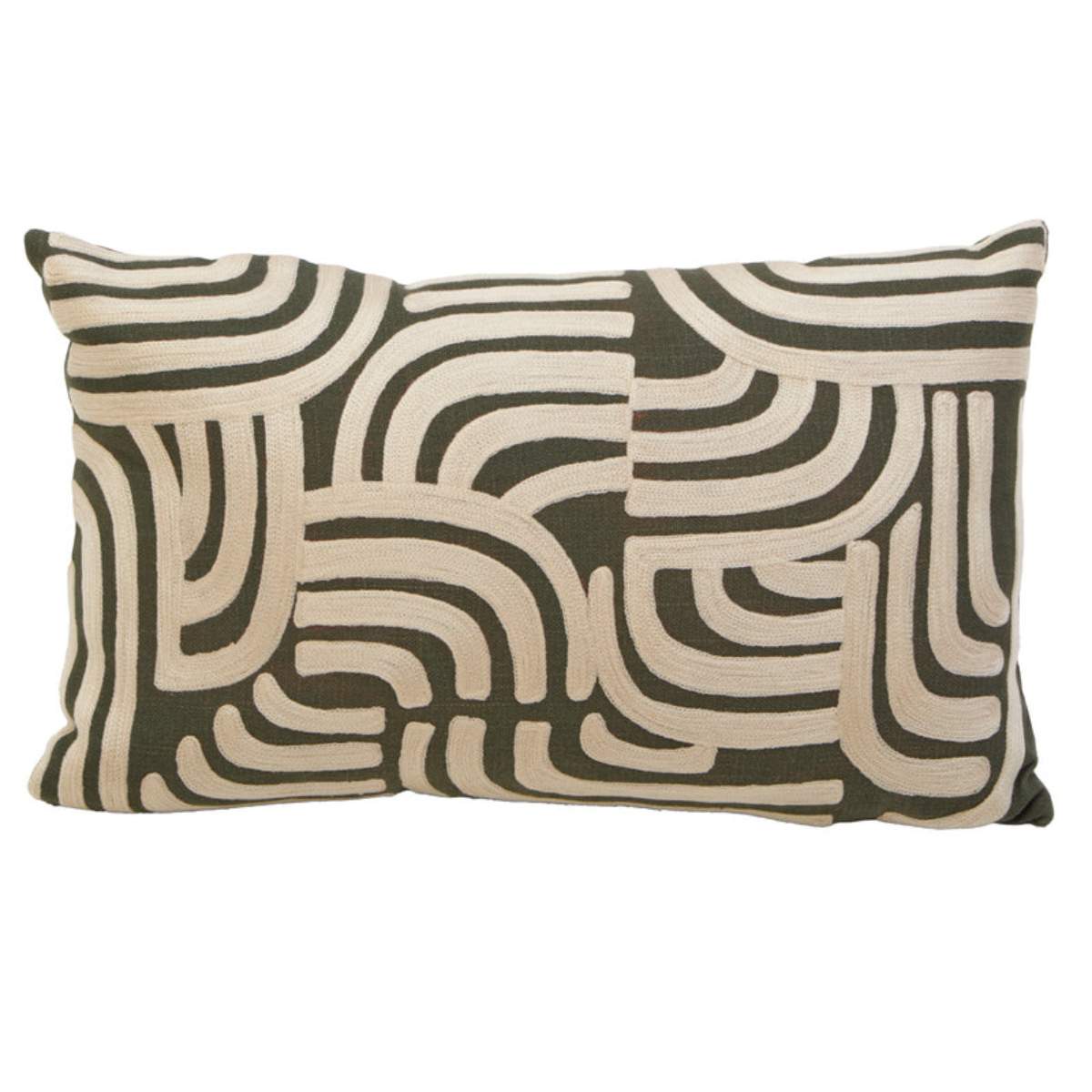 Beaumonde Home Bosie Ozella Natural And Green Rectangular Cushion