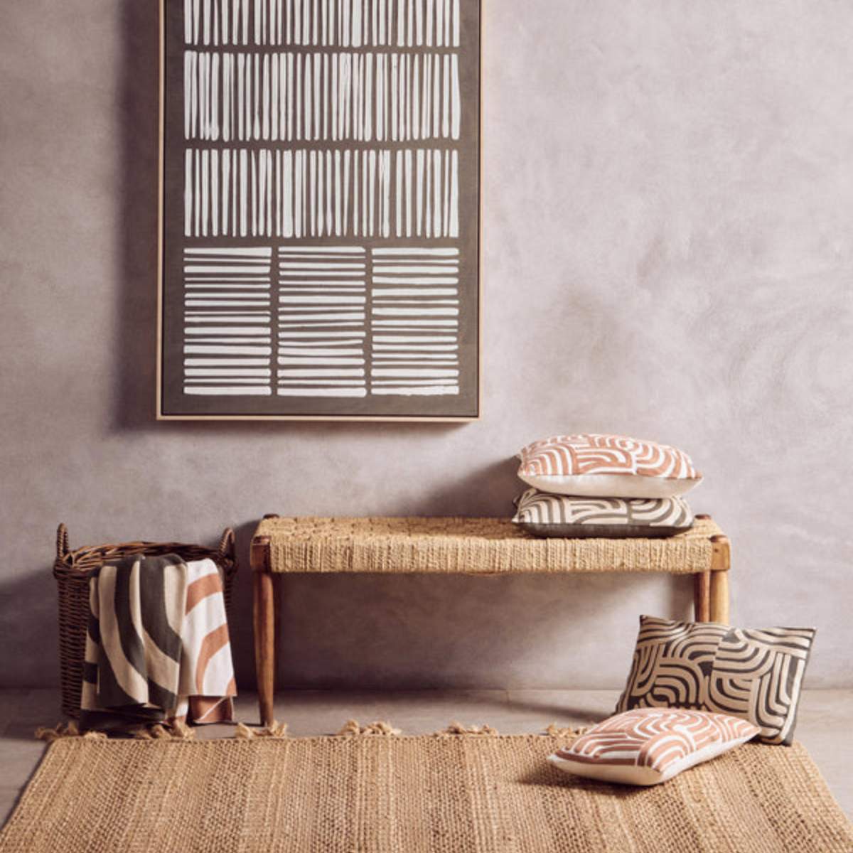 Beaumonde Home Bosie Ozella Natural And Green Rectangular Cushion