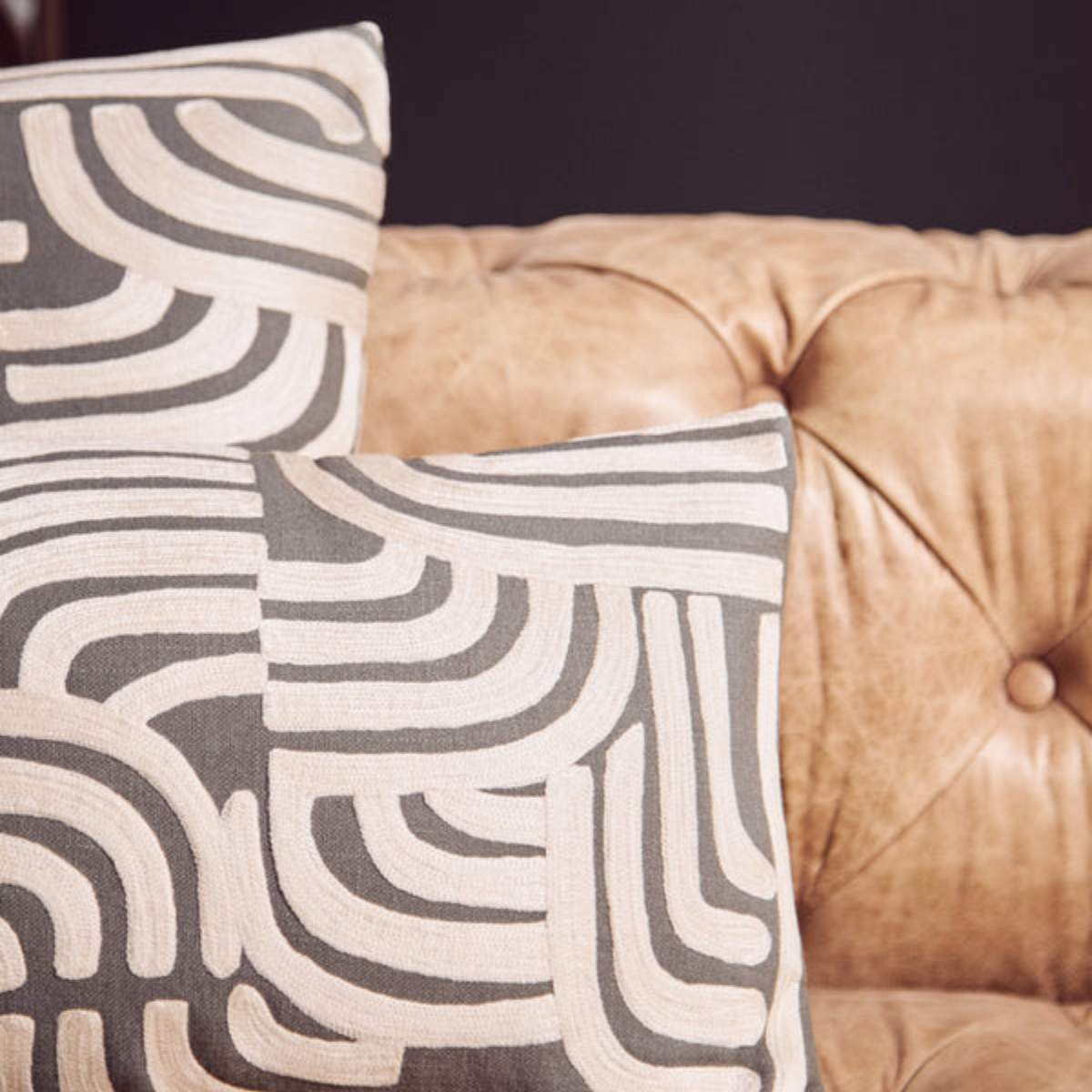 Beaumonde Home Bosie Ozella Natural And Green Rectangular Cushion