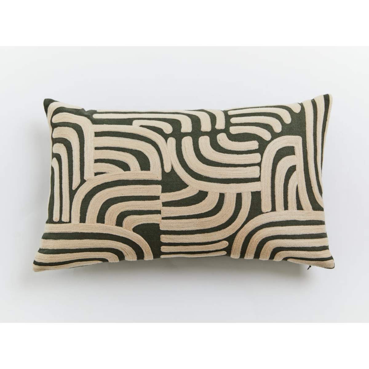 Beaumonde Home Bosie Ozella Natural And Green Rectangular Cushion