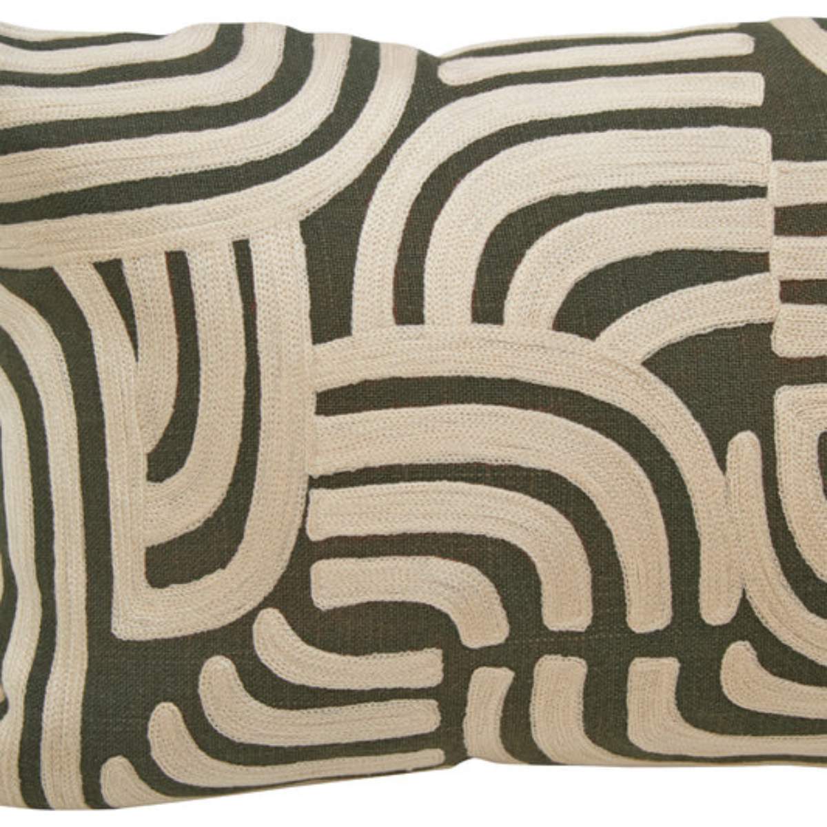 Beaumonde Home Bosie Ozella Natural And Green Rectangular Cushion