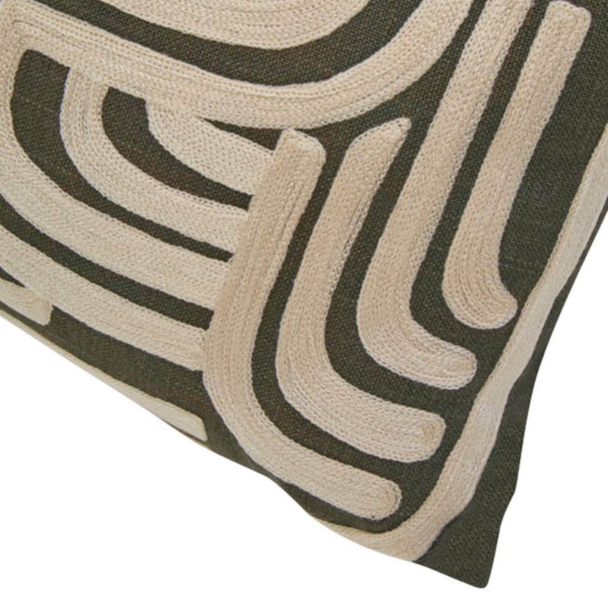 Beaumonde Home Bosie Ozella Natural And Green Rectangular Cushion