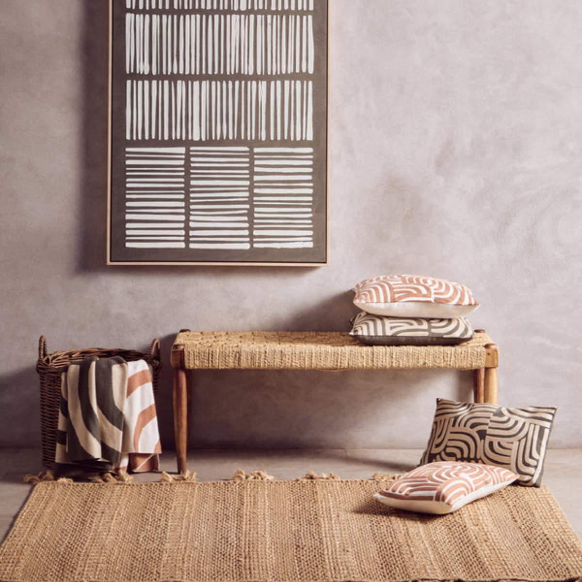 Beaumonde Home Bosie Ozella Natural And Green Throw