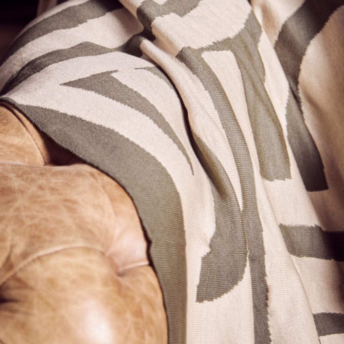 Beaumonde Home Bosie Ozella Natural And Green Throw
