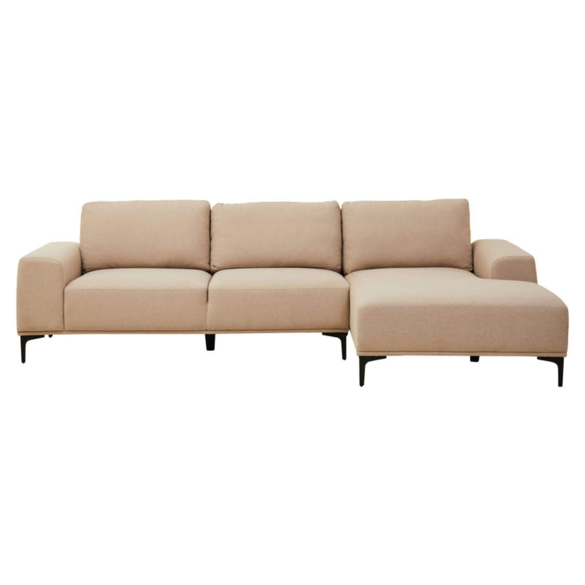 Beaumonde Home Toulon 3 Seat Natural Fabric Left Chaise Sofa