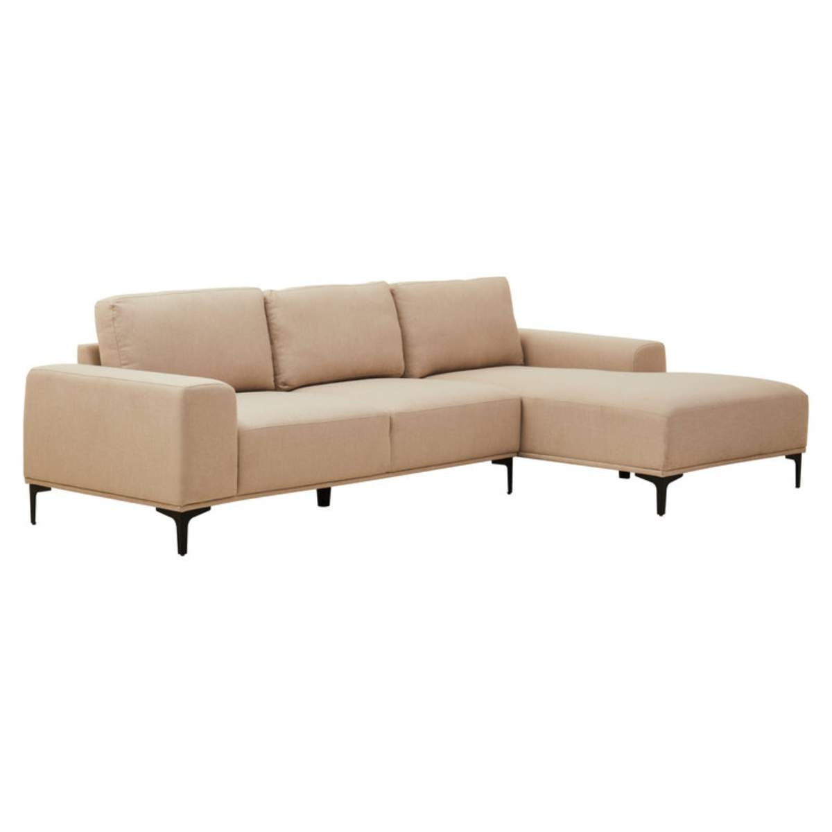 Beaumonde Home Toulon 3 Seat Natural Fabric Left Chaise Sofa