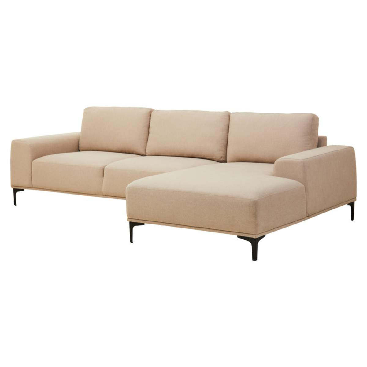 Beaumonde Home Toulon 3 Seat Natural Fabric Left Chaise Sofa